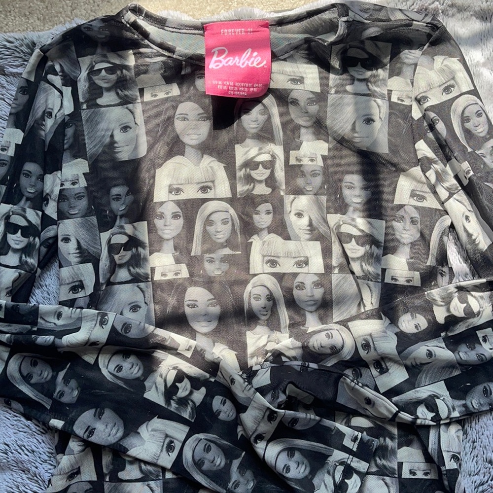 Forever 21x Barbie collab mesh see through top
